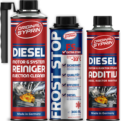 ORIGINAL SYPRIN Diesel All-Year Set - Reiniger Additiv und Froststop I Reinigung sowie Pflege für das ganze Jahr - Kraftstoffzusatz I Dieselreinigung I Winterzusatz