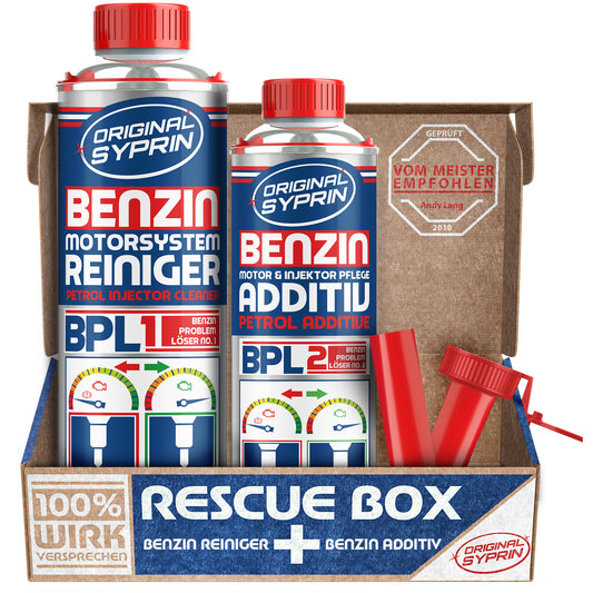 ORIGINAL SYPRIN Benzin "Rescue Box" - Reiniger und Additiv (500ml + 250ml)