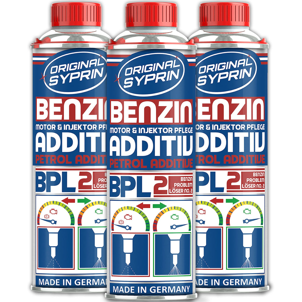 ORIGINAL SYPRIN Benzin Injektor- & Ventil Pflege Additiv Sparpaket - 3x 250 ml - syprin