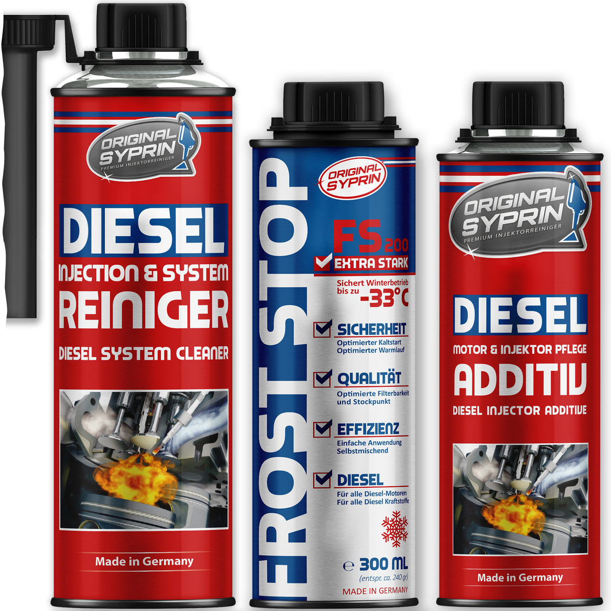 ORIGINAL SYPRIN Diesel All-Year Set - cleaner additive and frost stop I  cleaning and care for the whole year - fuel additive I diesel cleaning I