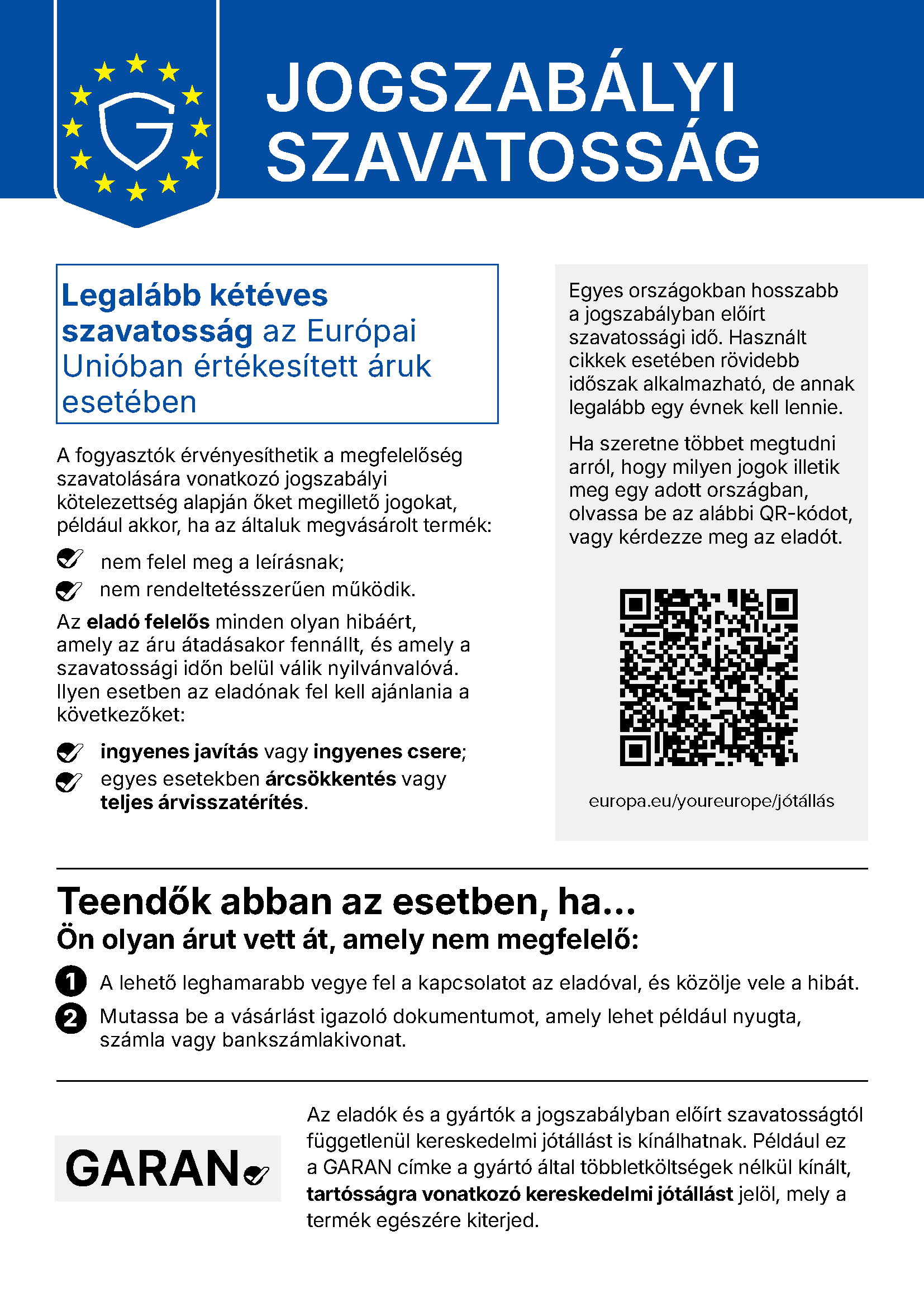 Your legal guarantee rights